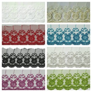 3&#39;&#39; Wide Flower Lace Trim On the Net Background Selling Per 2 yards