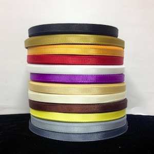 25 Yards SOLID 1/4&quot; Grosgrain Ribbons  12 Different Colors