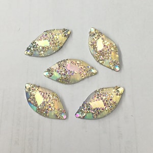 Crystal Cat Eye Resin Stone Flat Back Sew or Glue on Geometric Glitter Resin for DIY Earrings, Scrapbook Phone case, Bezel Selling Per Pack