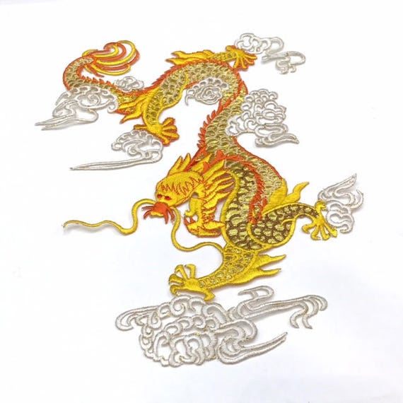 Graphic Dust Chinese Dragon Embroidered Iron on Patch Graphic Dust Chinese Dragon Embroidered Iron on Patch