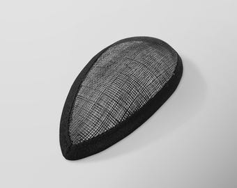 Small Sinamay Teardrop Fascinator Base – 6.25” x 3.25” | Black or White Millinery Hat Foundation for DIY Headpieces & Bridal Fascinators