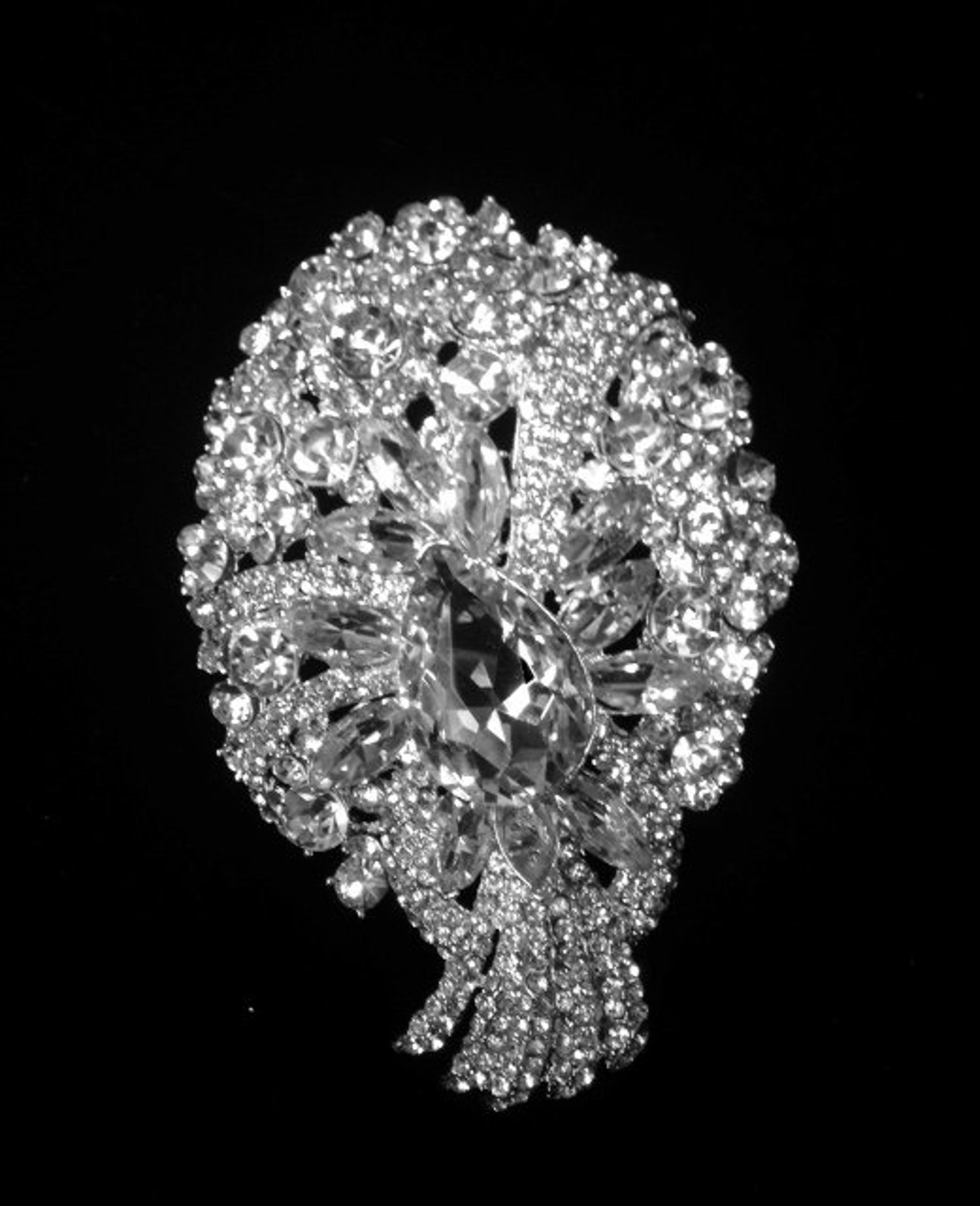 Large Rhinestone Brooch / Bridal Brooch / Crystal Brooch Etsy