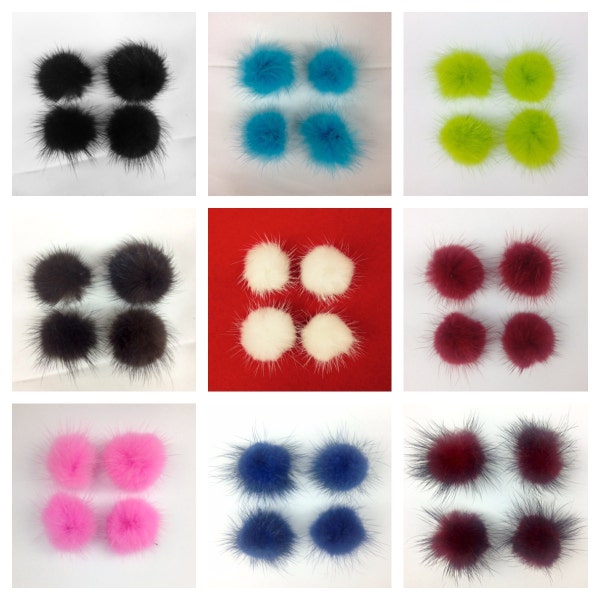 Mini pompons en fourrure véritable 2,5 cm vendus par douzaine/12 pièces