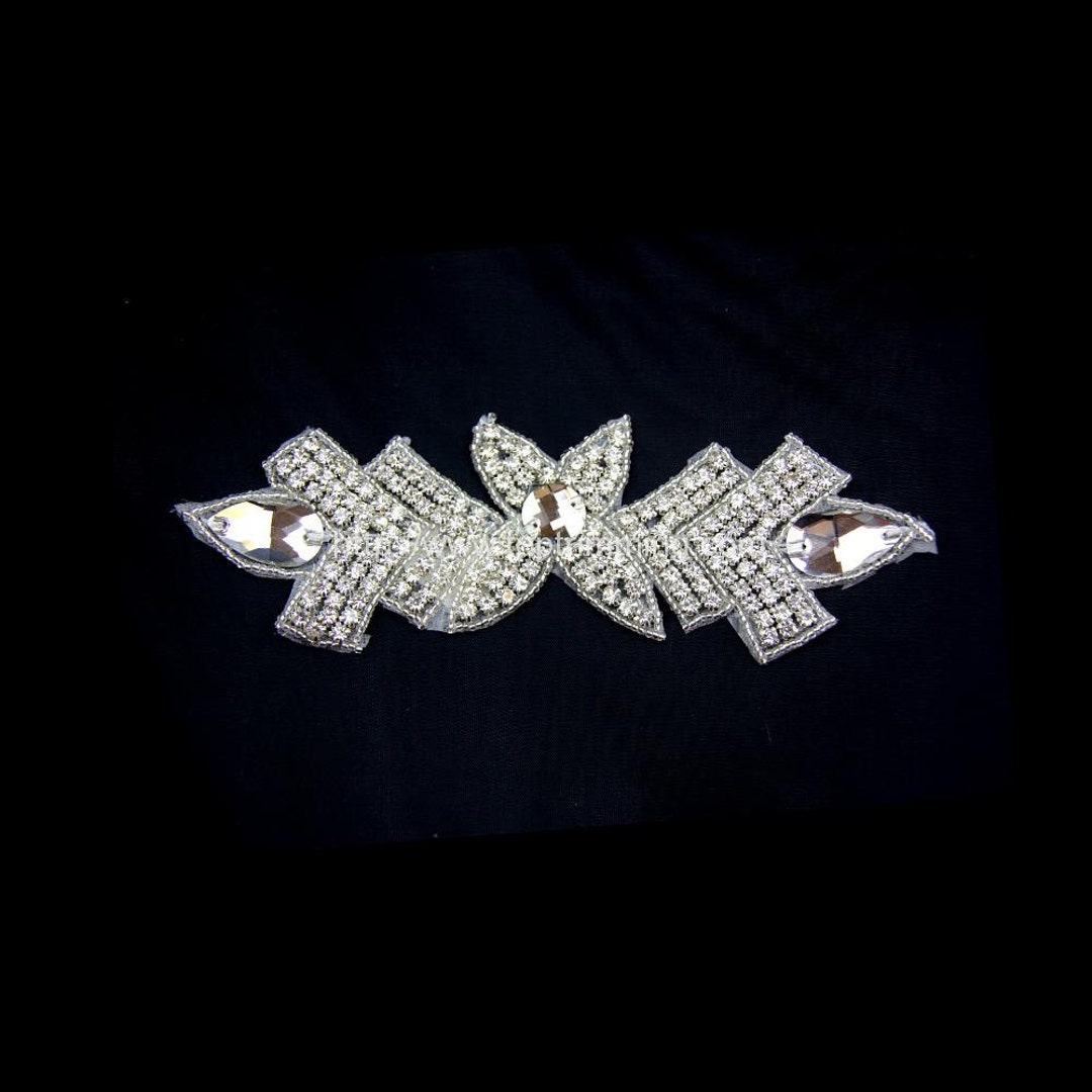 Beautiful Clear Silver Crystal Rhinestone Applique Bridal - Etsy