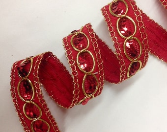 Beautiful Fancy Sequin Trim with Metallic Cord, Decorative Trim, Sparkle Trim, Costumes, Burlesque, Dancewear, Hats (10 yards)