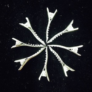 Mini Alligator Hair clips with teeth in silver metal tone. 1.25 Inch long. Create your own Hair Accessories. 24pcs