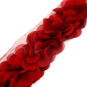 3D Flower Chiffon Floral Trim, Chair Sash, Wedding Decors, Bridal Supplies
