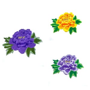 Extra Large Flower Embroidered Flower leaf Patch Orange and Golden Yellow Iron On Patch Price Per Piece