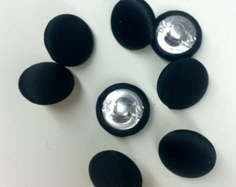 36Pcs Tuxedo Buttons, Black Polyester Satin, 1/2"/Metal Shank