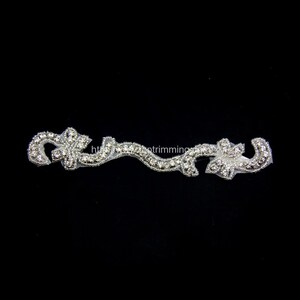 Rhinestone applique, rhinestone and pearl applique, iron on applique, wedding sash applique, rhinestone iron on