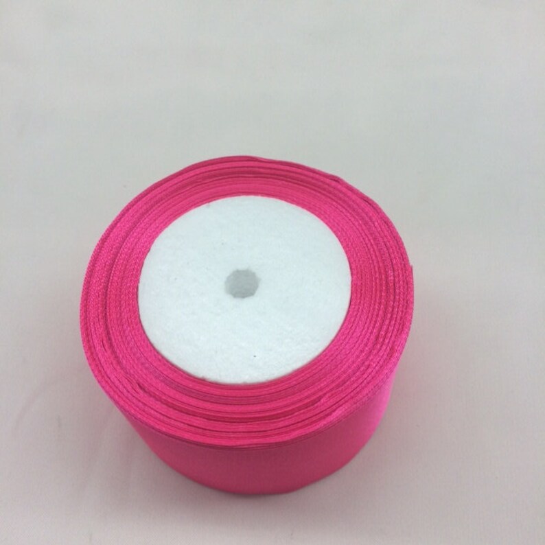 2 Wide Single Side Satin Ribbon Neon Hot Pink Color.25 Etsy
