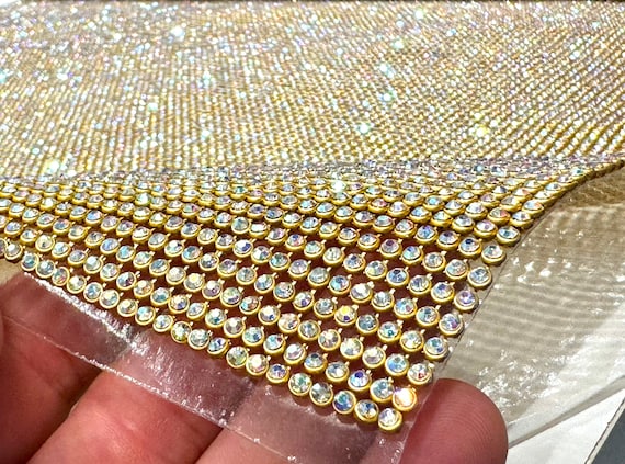 Best Quality Sparkly Rhinestone Mesh – Iron-On, Easy to Cut, No Fraying – Perfect for Apparel, Costumes, Jewelry & Banding