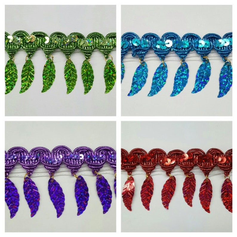 Leaves Alternating Sequin Fringe Trim for Craft Costume or Etsy