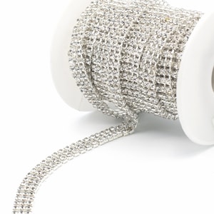 Premium Crystal Rhinestone Chain 3 Rows SS12 for Apparel and Jewelry Sold by the Yard