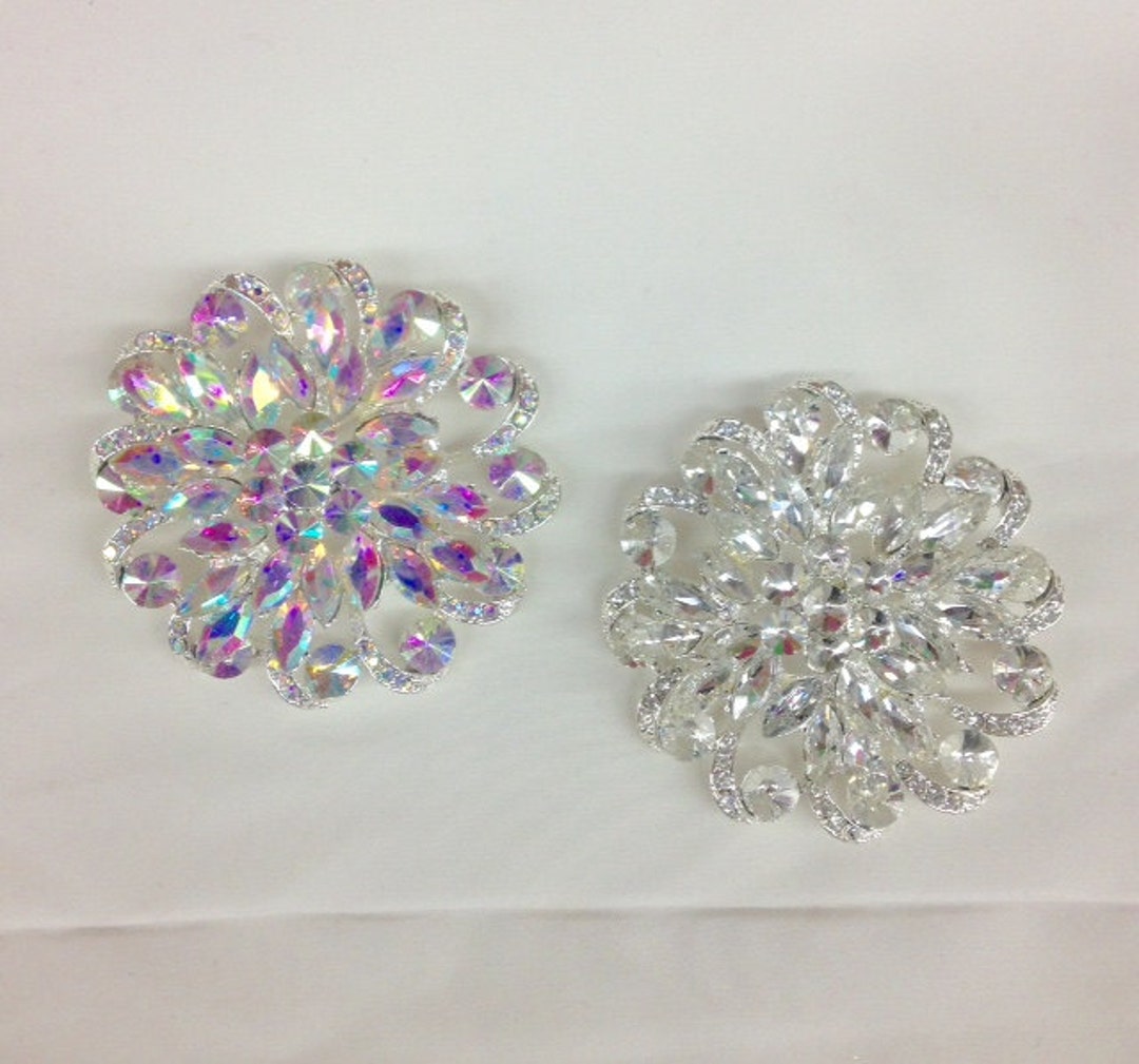 Rhinestone Brooch Pin - Supply DIY - Flatback Embellishment Button ...