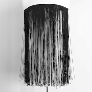 Long Chainette Fringe - 12” to 40” Lengths - Premium Fabric Trim for Costumes, Fashion, and Decor - Black or White Color - Sold by the Yard