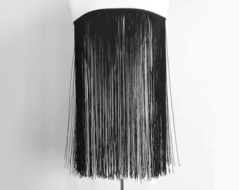 Long Chainette Fringe - 12” to 40” Lengths - Premium Fabric Trim for Costumes, Fashion, and Decor - Black or White Color - Sold by the Yard