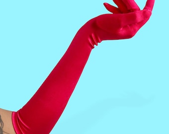Above the Elbow Matte Satin Gloves – Medium Length (12BL) – Available in Multiple Colors – 18” Long - Sold by Pair
