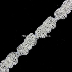 Rhinestone, Beads filling center, Floral Pattern, Crystal, Wedding Sash Hair Accessories Price Per Yard