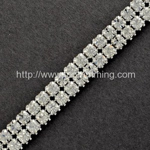 Rhinestone Banding Trim /Clear  Crystal /silver setting (2 line)