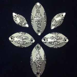 Resin Stone Cat eye Shape Silver Flat Back Sew or Glue on Geometric Glitter Resin  for DIY Earrings, Scrapbook Phone case, Bezel