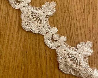 bead and sequined lace trim, beading cord lace trim, bridal lace trim selling per yard
