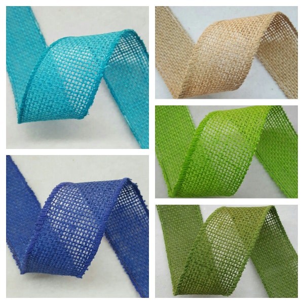 2.5" Burlap Ribbon - 5 Yds - Finished Edge Wired - 100% Natural Jute Burlap Ribbon - Craft Decor Burlap Rustic