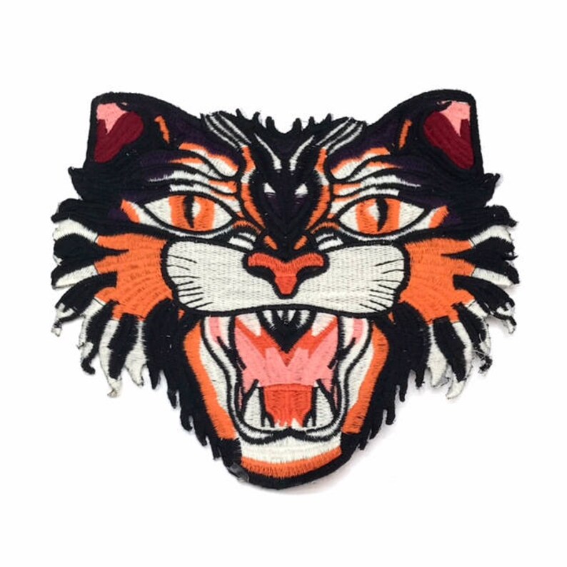 Large Embroidered Tiger Ironon Patch Applique Etsy