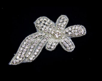 Rhinestone applique, wedding applique, beaded crystal patch, DIY wedding sash