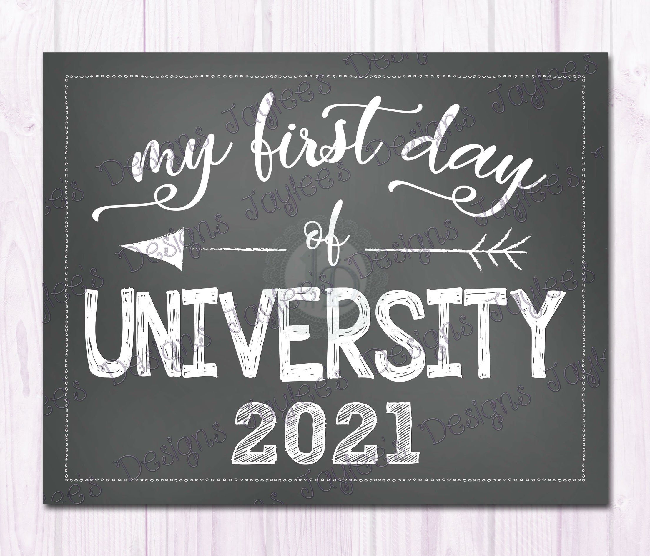 First Day of UNIVERSITY 2021. Chalkboard Sign Print INSTANT Etsy