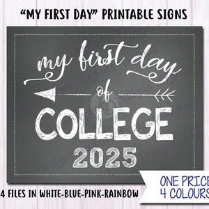First Day of COLLEGE - 2025 - 4 Colour Choices! Chalkboard Sign Print, INSTANT Download, Print Yourself, Back to School Signs