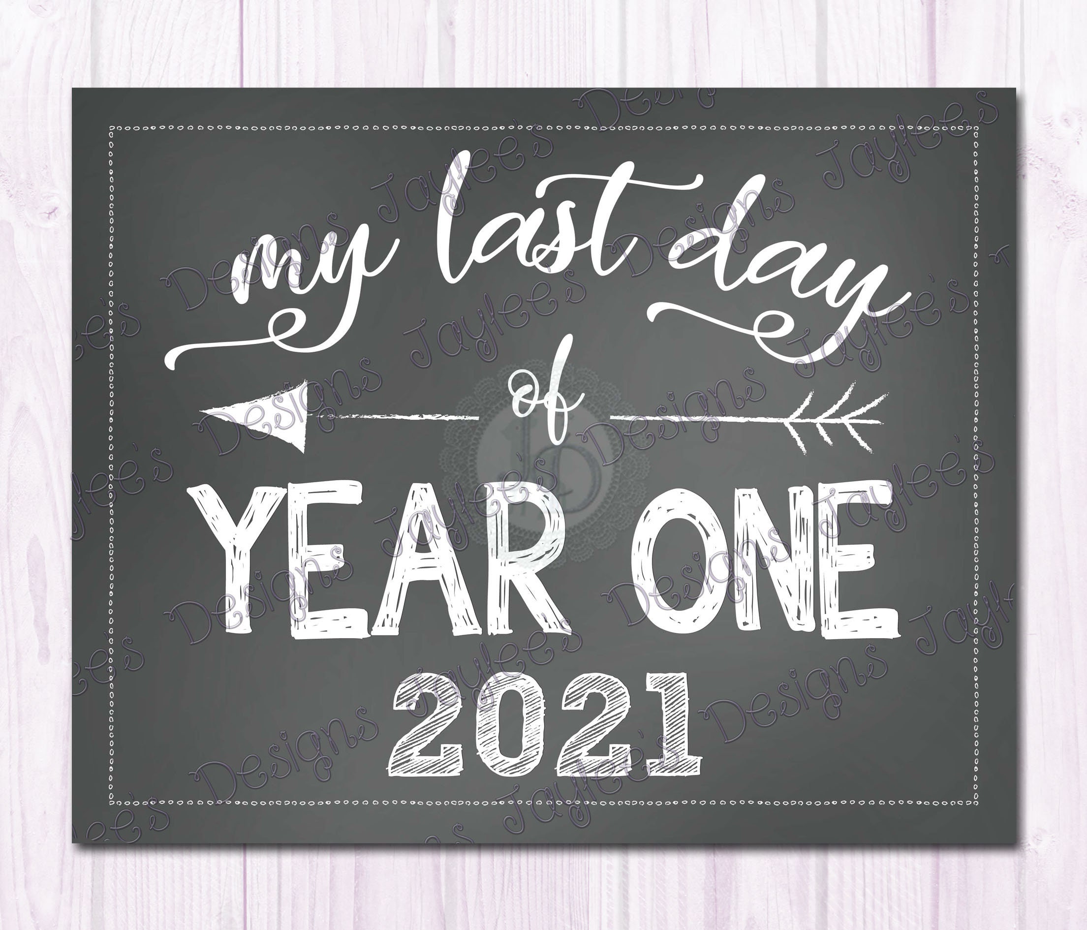 Letzter Tag des JAHRES EIN 2021 Weiß. Tafel Zeichen Druck Etsy