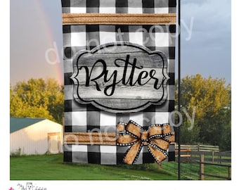 Flag - Farmhouse Buffalo Plaid with Burlap Bow/Personalized Garden Flag/Decorative item for your walkway/yard..Free Shipping!