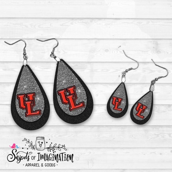 Earrings Teardrop//u of L Cardinals// Printed Hardboard 