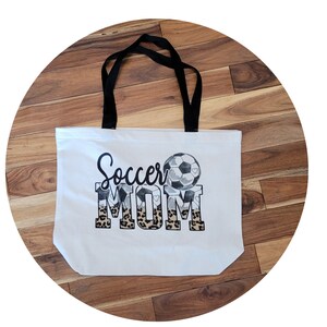 Carry Bag - Soccer Mom/ Soccer ball/ Gusseted/ Carry All Bag/ Tote Bag with Handles/ Reusable/ Washable/ Multi-Purpose