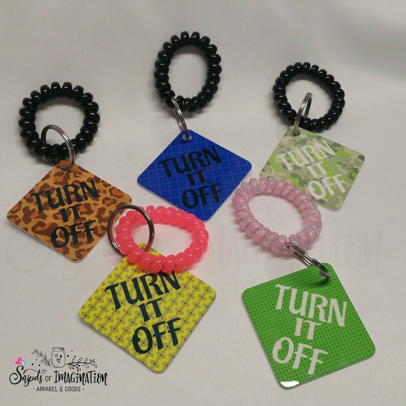 Reminder KeychainBobble Poles /& Barrels Logo on back ***Includes Free Domestic Shipping*** Keychain TURN IT OFF!