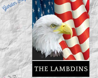 Flag - Patriotic Eagle and American flag/Personalized/Decorative item for your walkway/yard..Free Shipping!