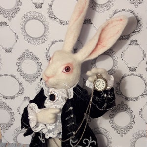 Needle Felted White Rabbit Alice in Wonderland image 4