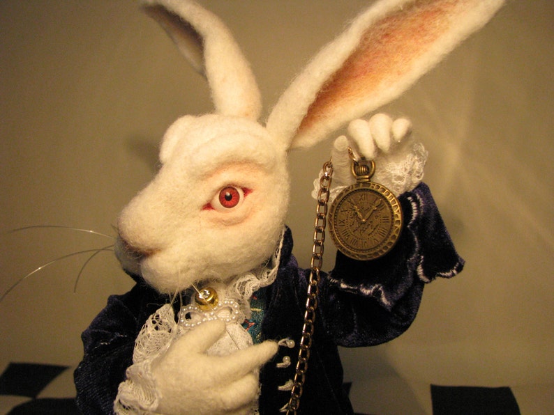 Needle Felted White Rabbit Alice in Wonderland image 5