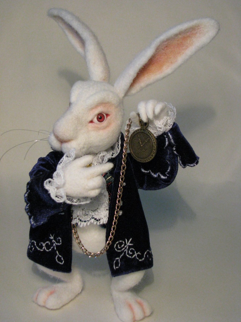 Needle Felted White Rabbit Alice in Wonderland image 2