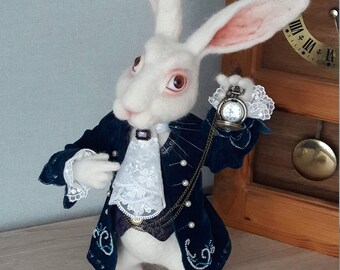 White Rabbit Alice in Wonderland Needle Felted Interior Toy - Etsy