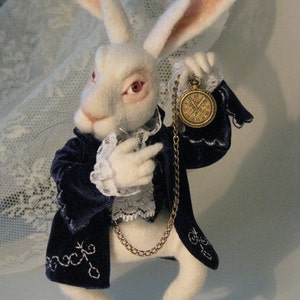 Needle Felted White Rabbit Alice in Wonderland image 7