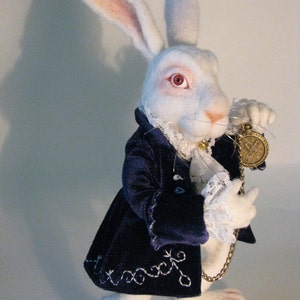 Needle Felted White Rabbit Alice in Wonderland image 6