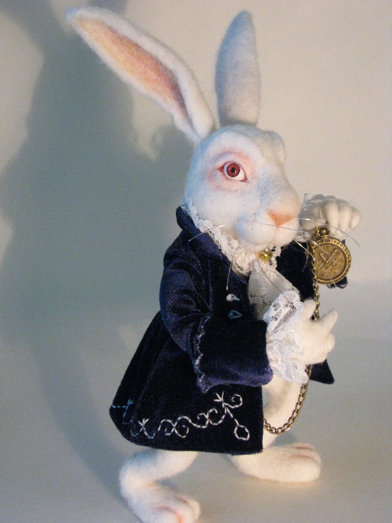 Needle Felted White Rabbit Alice in Wonderland image 6