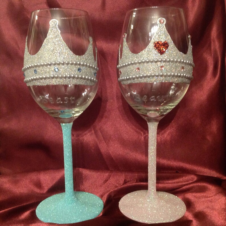 White Wine Glass With Glitter Crown/tiara Design Can Be Etsy UK