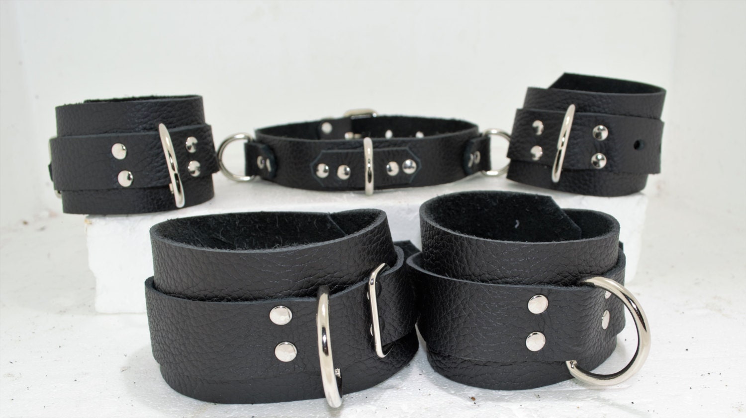 leather wrist and ankle cuffs