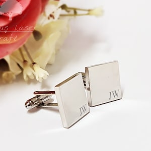 Personalised Silver Square cufflinks, personalised with Name Role and Wedding Date Perfect gift for Usher, Groomsman, Best Man, Groom scls5