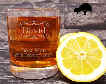 Personalised Whiskey Glass Tumbler Perfect Wedding gift Great for Ushers, Best Men, Father Of The Groom, Stag Party