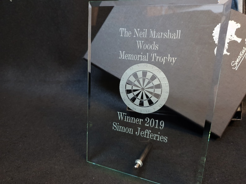 Personalised engraved Jade glass Dartboard Plaque Best engraving available all text can be changed to suit your requirements