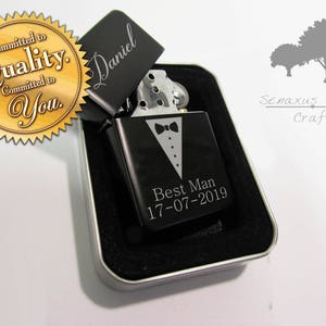 Groomsmen Lighter Gift, Personalised Lighter perfect for groomsmen ushers Best men And many more. lgt9 image 3